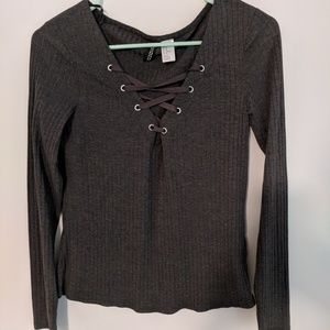 H&M Lace Up Long Sleeve Top